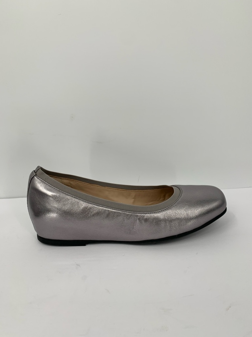 ABEO Cadence ballet flat dark silver metallic leather comfort footbed women 10